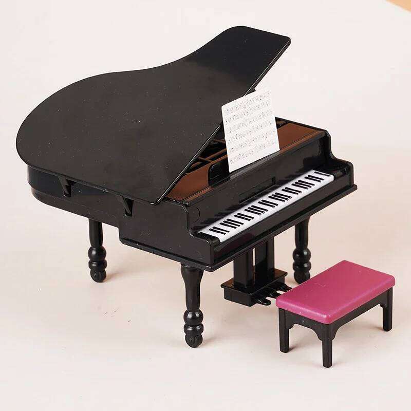 1:12 Dollhouse Miniature Piano Instrument Chair Model Living Room Furniture Decor Toy Doll Home Miniatures Landscape Accessories Y260202