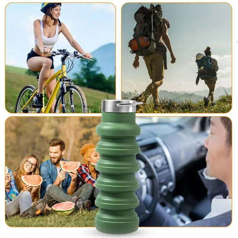 Sports Silicone Folding For Camping Essentials Leak Proof Water Bottle Travel Accessories Z260202