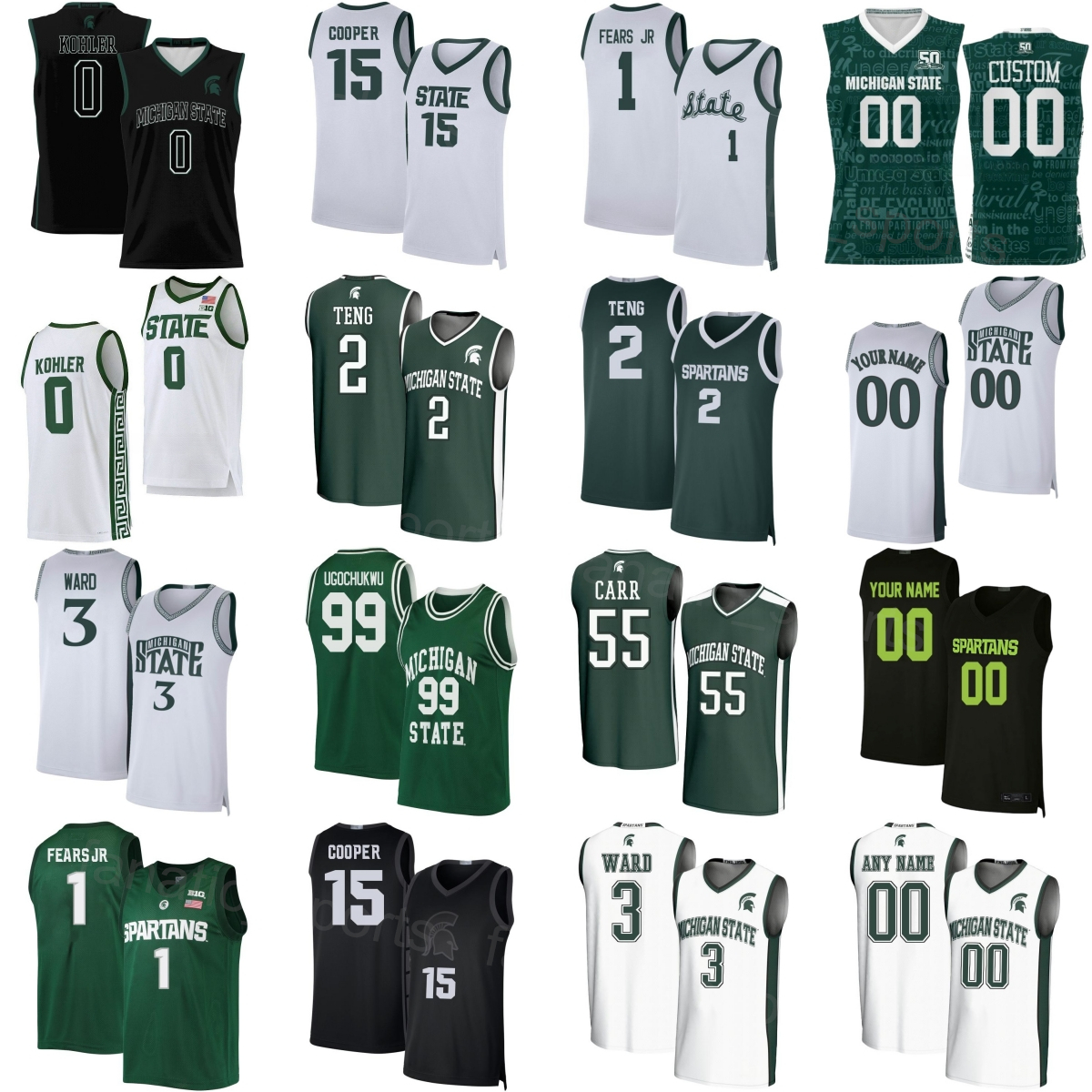 Printed College Basketball 3 Cam Ward Jerseys Mans Youth Woman 99 Divine Ugochukwu 0 Jaxon Kohler 1 Jeremy Fears Jr 55 Coen Carr Carson Cooper Kur Teng University MSS