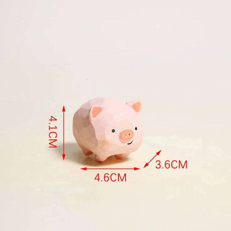 Cute Handmade Wood Crafts Carving Pig Car Ornaments Office Computer Desktop Decorations Accessories Birthday Gifts Y260202