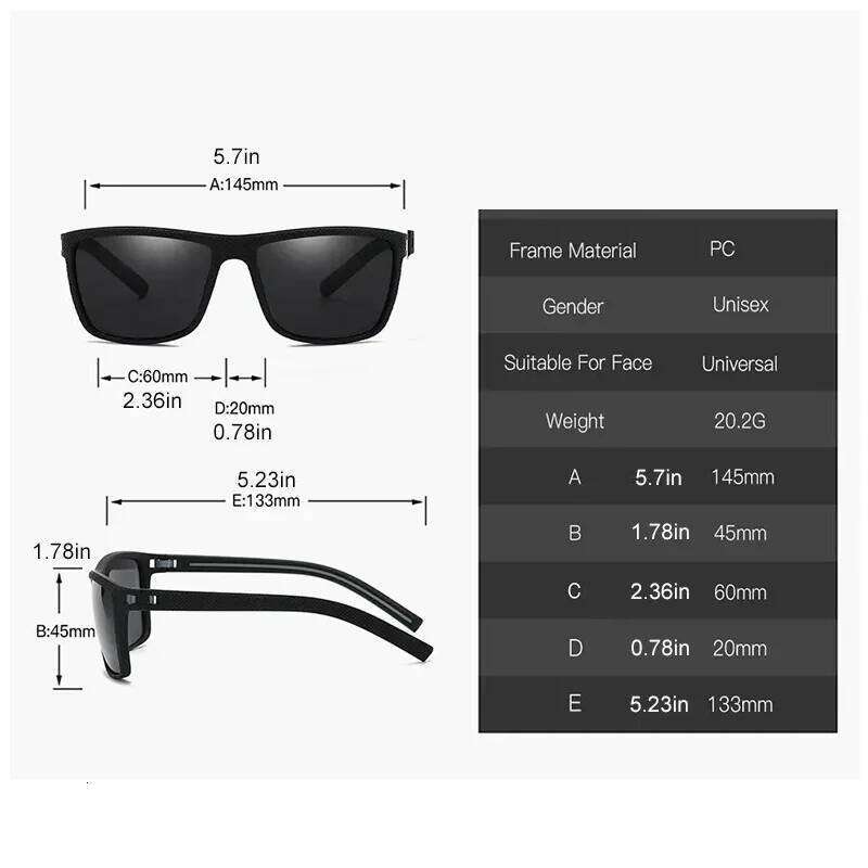 Square Polarized Sunglasses for Men and Women Lightweight Frame Sun Glasses with UV Protection H260202
