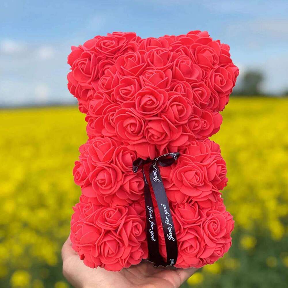 Dropshipping 25cm Rose Teddy Bears Artificial Flower Bear Of Roses For Women Valentine's Wedding Birthday Christmas Gifts 2026 Y260202
