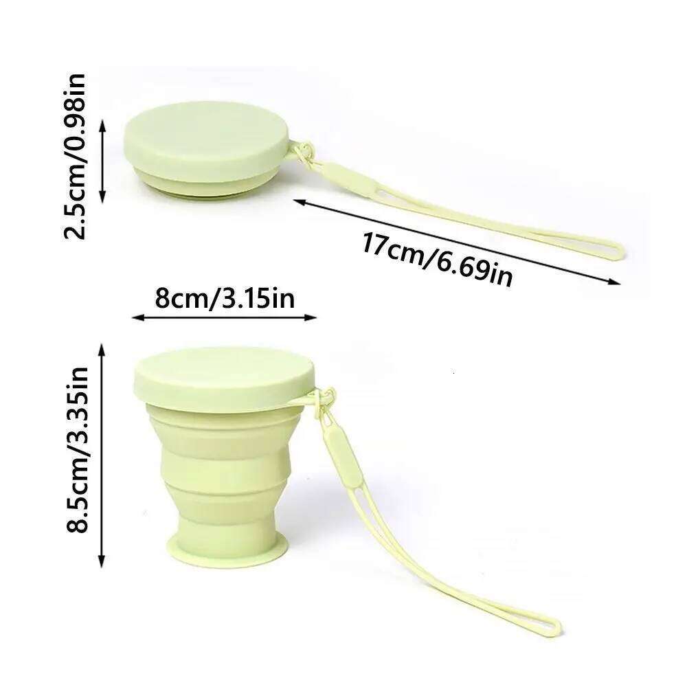 Portable 200ML Foldable Water Silicone Handheld Mini Retractable with Lid Travel Collapsible Cup Camping Cutlery Z260202