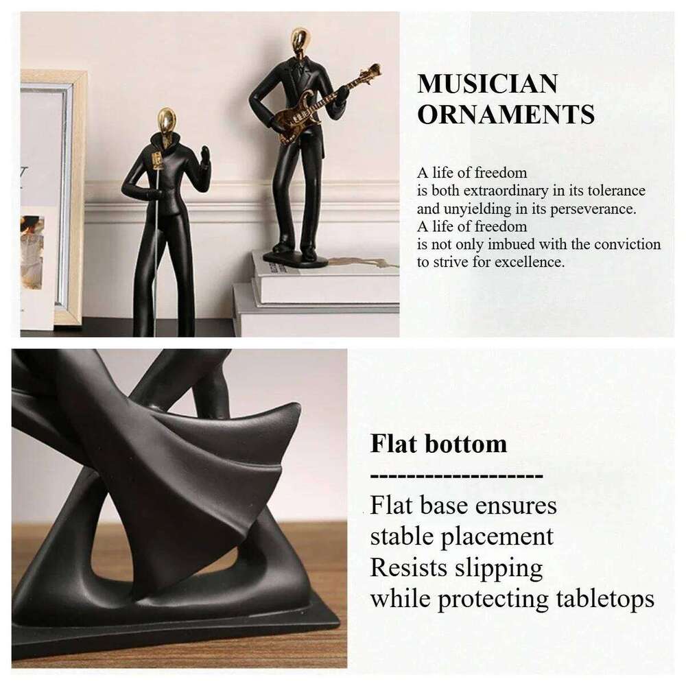 Handcrafted Musician Sculpture Set Elegant Decor for Bookshelf, Artist Studio, Minimalist Gallery Wall & Urban Apartment Style Y260202