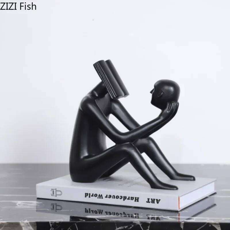 Book Reader Figure Sculpture Room Aesthetic Decor Creative Character Resins Crafts Abstract Figures Statue Desk Decoration Y260202