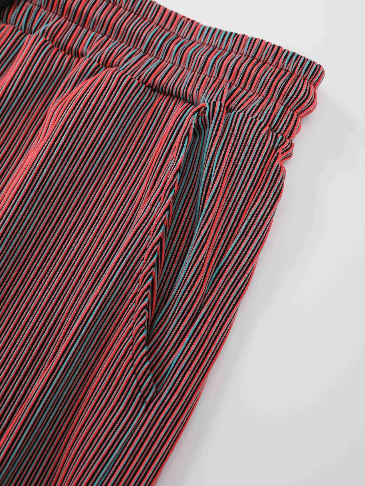 Stylish Mens Loose Straight Bottoms Spring Fall Fashion Solid Color Ribbed Pants For Men Daily Leisure Drawstring Trousers