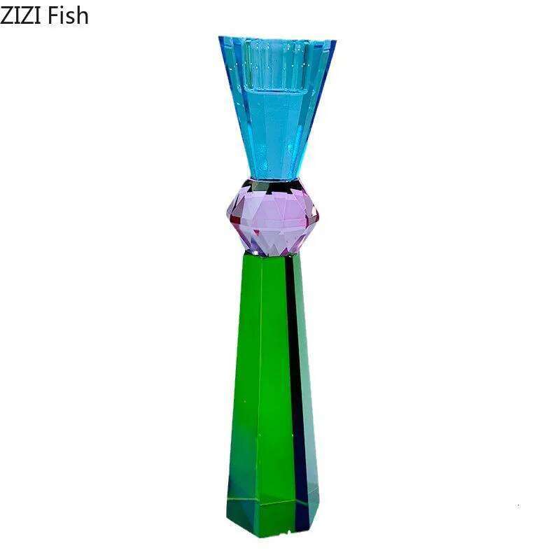 Colorful Crystal Holders Desk Decoration Romantic Candlestick Wax Melt Burner Transparent Candle Stand Modern Home Decor Y260131