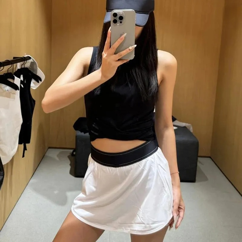 Skirts Yoga High-end Moisture Wicking Water-cooled Tennis Skirt Women's Quick-drying Breathable Double-layer Sports Pants