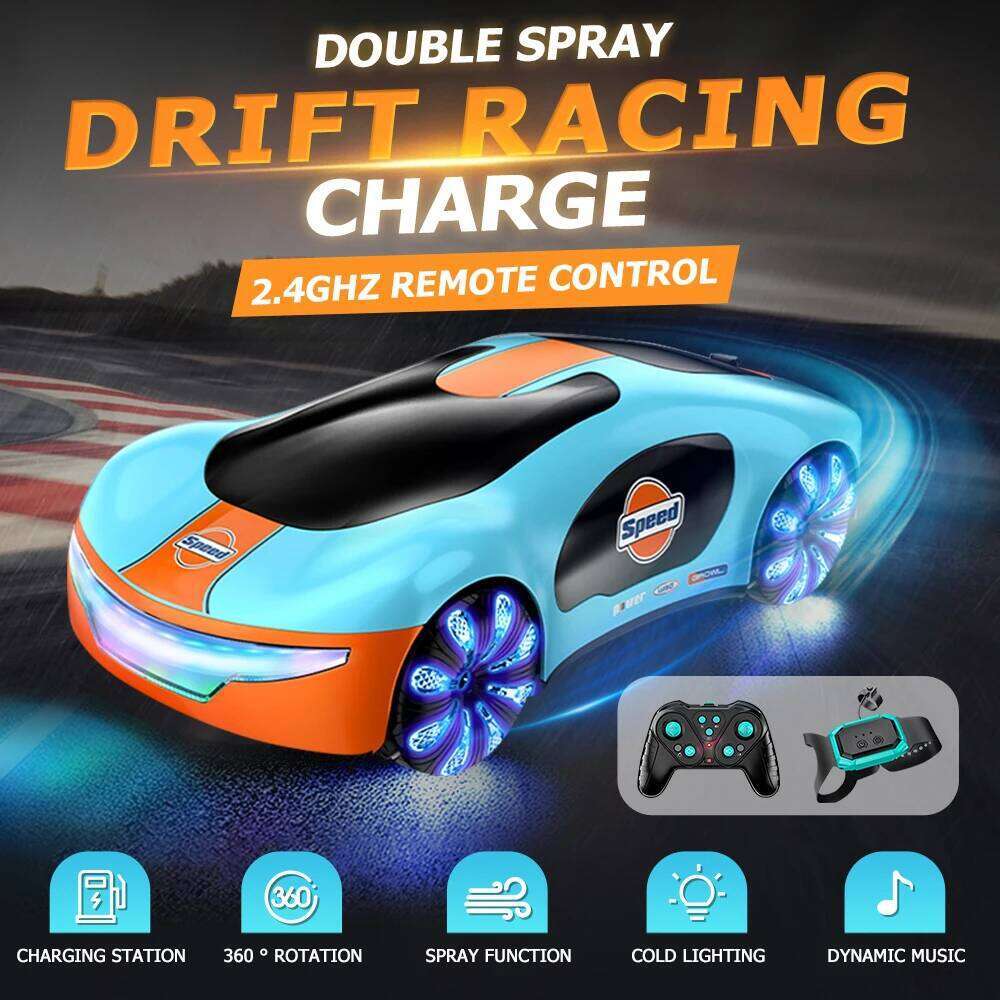 RC Cars Toys 2.4GHz Remote Control Car with Cool Lights Music & Spray Effects Gesture Sensing Gifts for Boys Girls Y260131