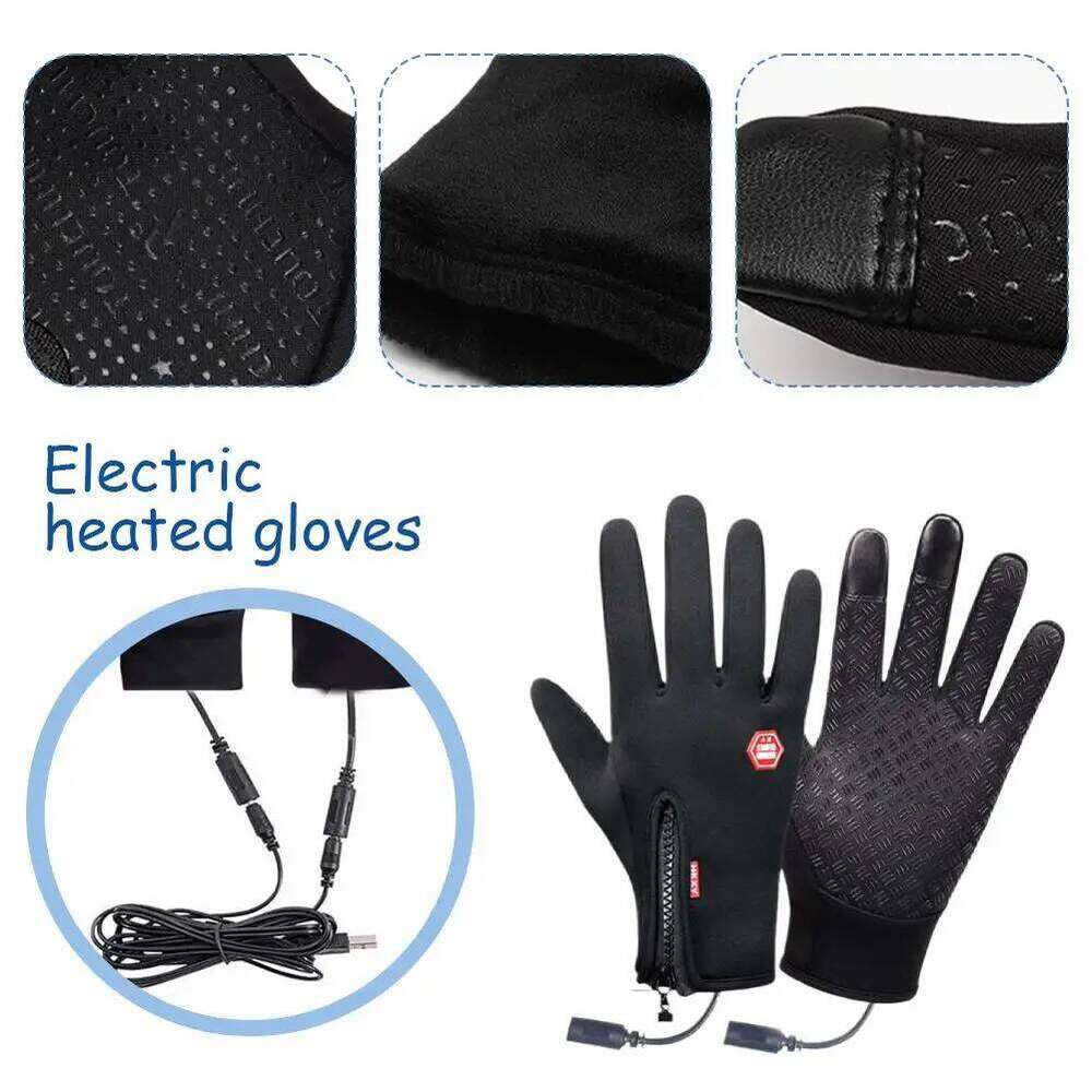 Winter USB Heated Cycling With Wrist Support Touch Screen Outdoor Anti-slip Windproof Bike Gloves For Women Men XJ260202