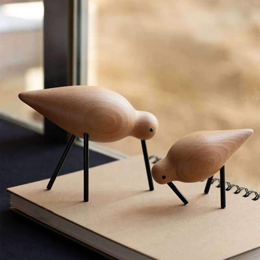 Nordic Style Wooden Short Ornaments Creative Abstract Animal Statues Home Decor Bird Sculpture Living Room Desktop Crafts Y260202