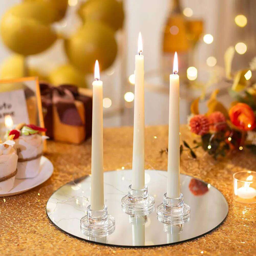 Candlestick Holders Clear Short Tapered Candle Holder for Table Centerpiece Wedding Party Advent Christmas Home Decorations Y260131