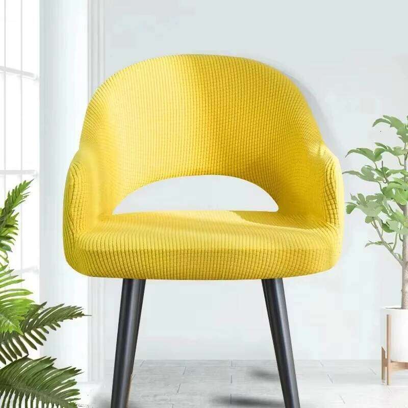 Universal Curved Hollow Back Jacquard Arc Armchair Dining Chair Covers Home Spandex Elastic Dustproof Cover 26Y0202