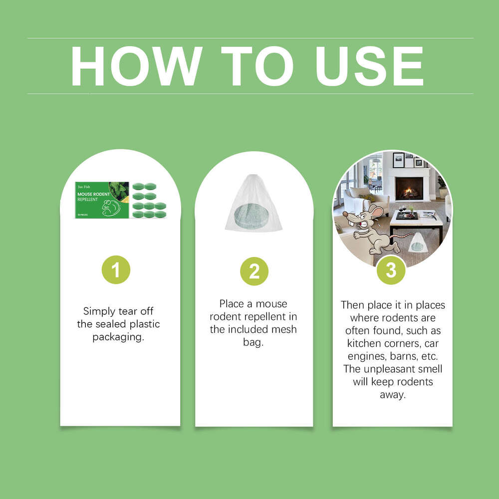 JUE FISH Indoor Outdoor Gentle Convenient Repellent Pills to Avoid Mouse Disturbance S260202