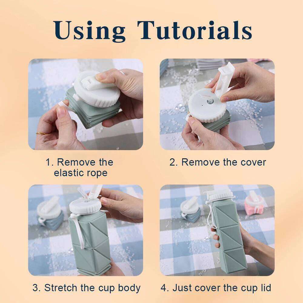 2Pcs 620ml Lightweight Sports Bottle Leak-Proof Silicone Folding Water Reusable Retractable Drinking Cup for Outdoor Travel Z260202