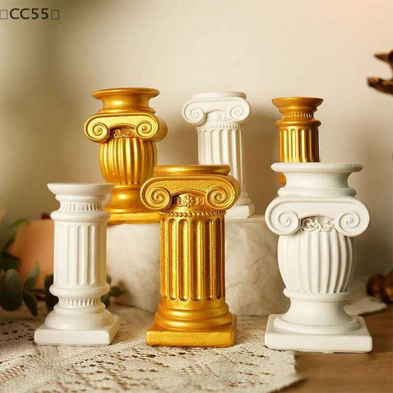 CC55Roman Pillar Greek Column Statue Candle Holder Resin Figurine Desktop Decor Ornament Photography Prop Architectural Detail Y260131