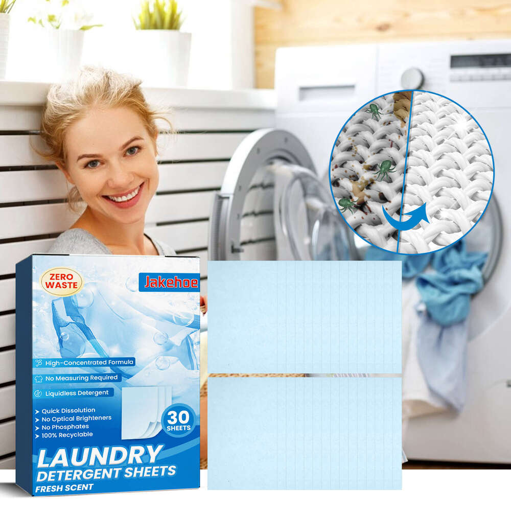 Jakehoe Gentle Cleaning for Clothes Oil Stains Softening Color Protection Long-lasting Fragrance Laundry Sheets S260202