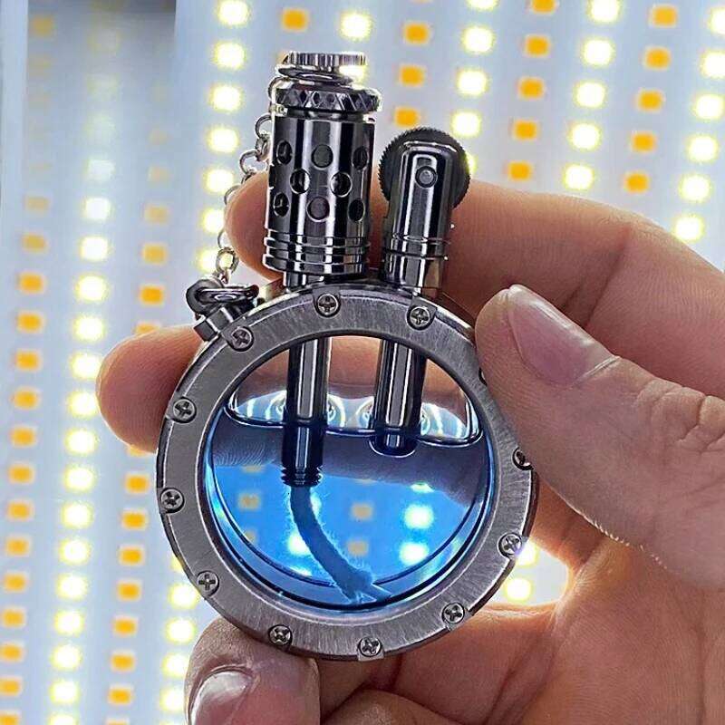 Handmade Pure Copper Lighter Quartz Visible Transparent Oil Tank Lighters Portable Round Collection Gift for Man W260202