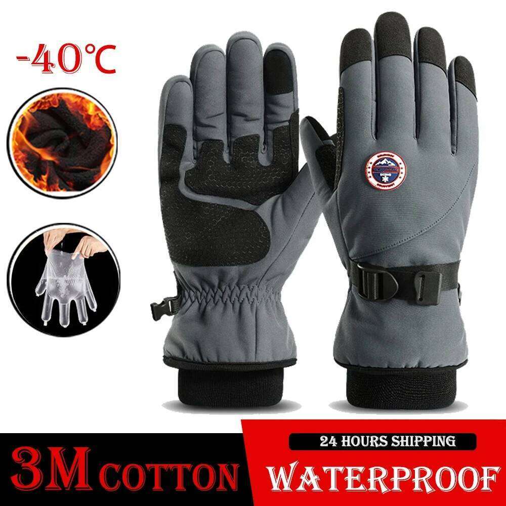 Men's Winter Cycling Gloves Outdoor Sports Waterproof Motorcycle Heated Ski Touch Screen Fleece Women Non-slip Warm Full Finger XJ260202