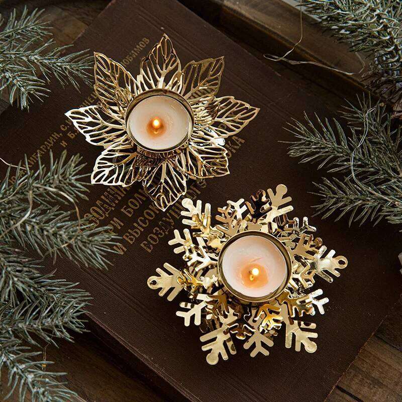 1pcs Metal Candle Decoration Snowflake Tealight Holders Christmas Table Centerpieces Xmas Party Supplies Y260131