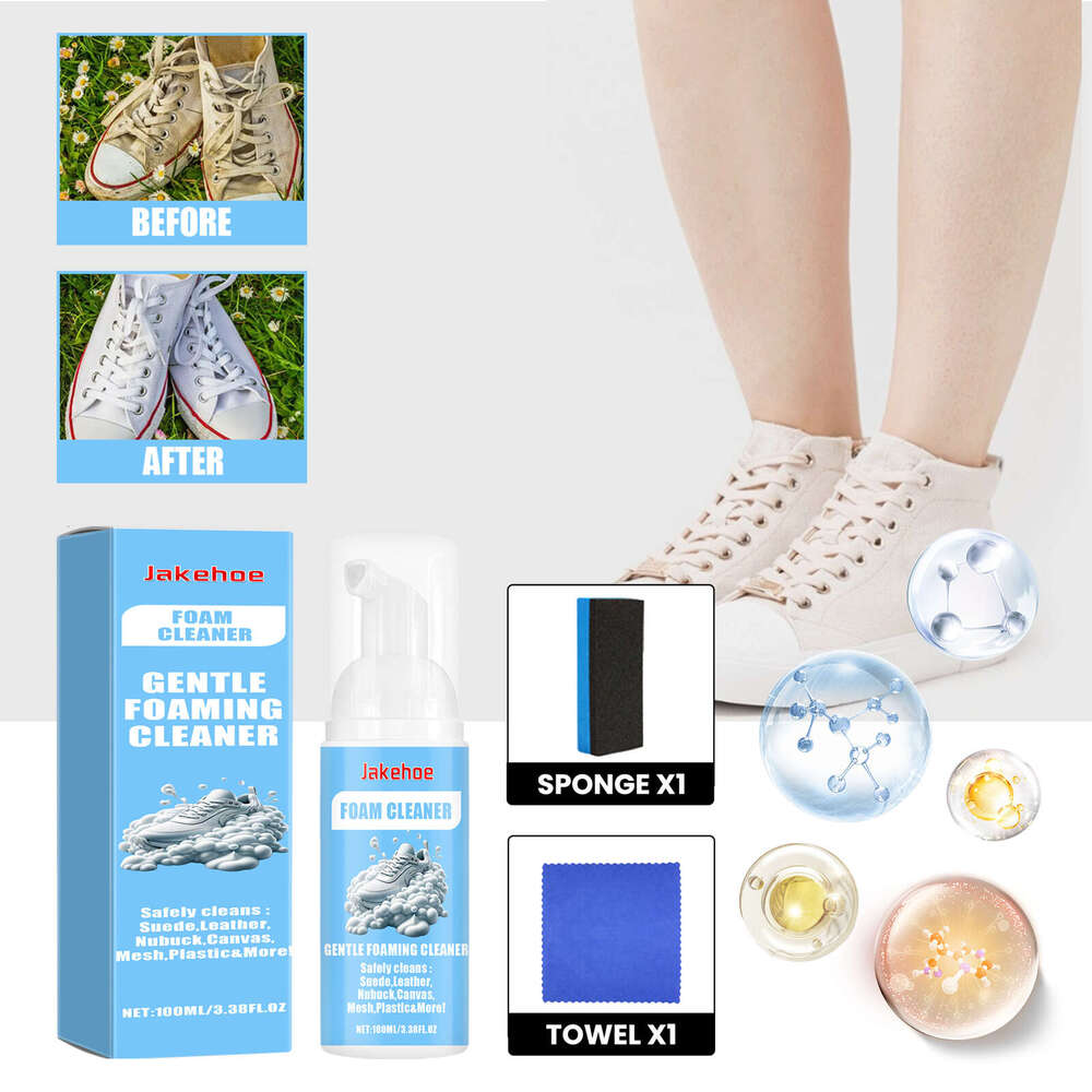 Jakehoe Foam Sneaker White Shoe Stain Yellowing Oxidation Portable No-Wash Cleaner S260202