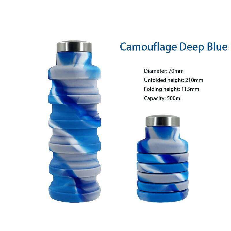 New Portable Silicone Water Bottle Retractable Outdoor Travel sports kettle 500ML Folding cup for household kitchen Z260202