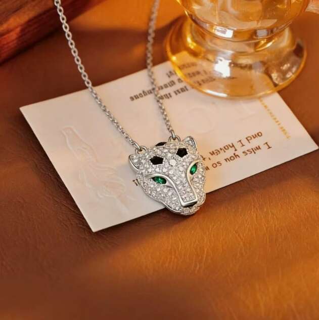 Black Enamel Spots CZ Dia Panther Leopard Head Pendant Necklaces Designer Jewelry For Men Women