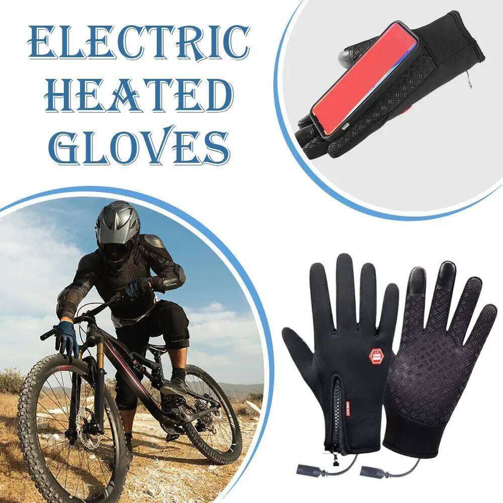 Winter USB Heated Cycling With Wrist Support Touch Screen Outdoor Anti-slip Windproof Bike Gloves For Women Men XJ260202