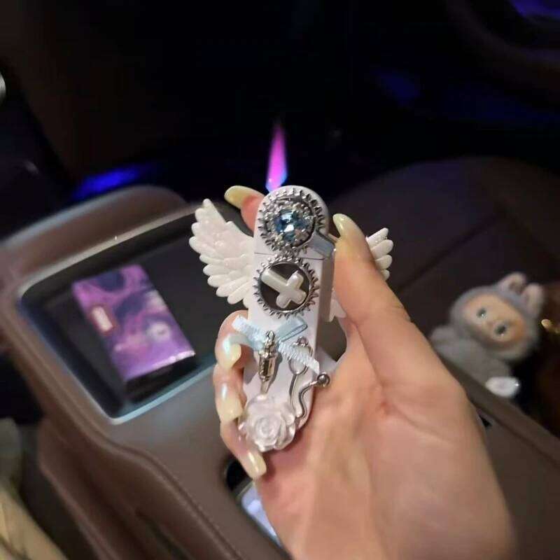 Windproof and Beautiful Angel Wings Inflatable Jet Flame Sacred Pink Lighter Cigarette Accessories Girl Gift W260202