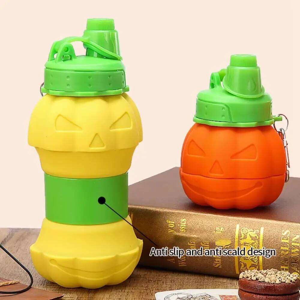 Portable Pumpkin Folding Bottle Retractable Collapsible Water Cup 550ml Leak-proof Silicone Sport Bottles Travel Z260202
