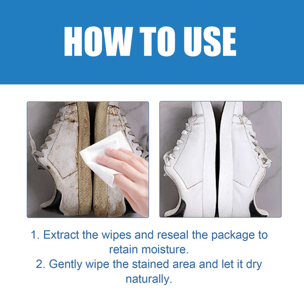 Jue-Fish White Shoe Sneakers No-Wash Stain Removal One-Wipe Clean Portable Cleaning Wipes S260202