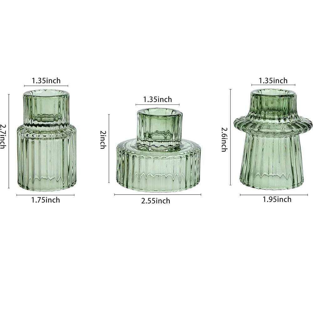 Taper Glass Candlestick Tealight Candle Holders for Table Centerpieces, Wedding Decor and Dinner Party Y260131