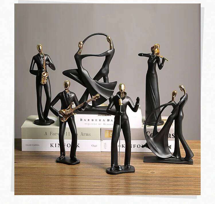 Handcrafted Musician Sculpture Set Elegant Decor for Bookshelf, Artist Studio, Minimalist Gallery Wall & Urban Apartment Style Y260202
