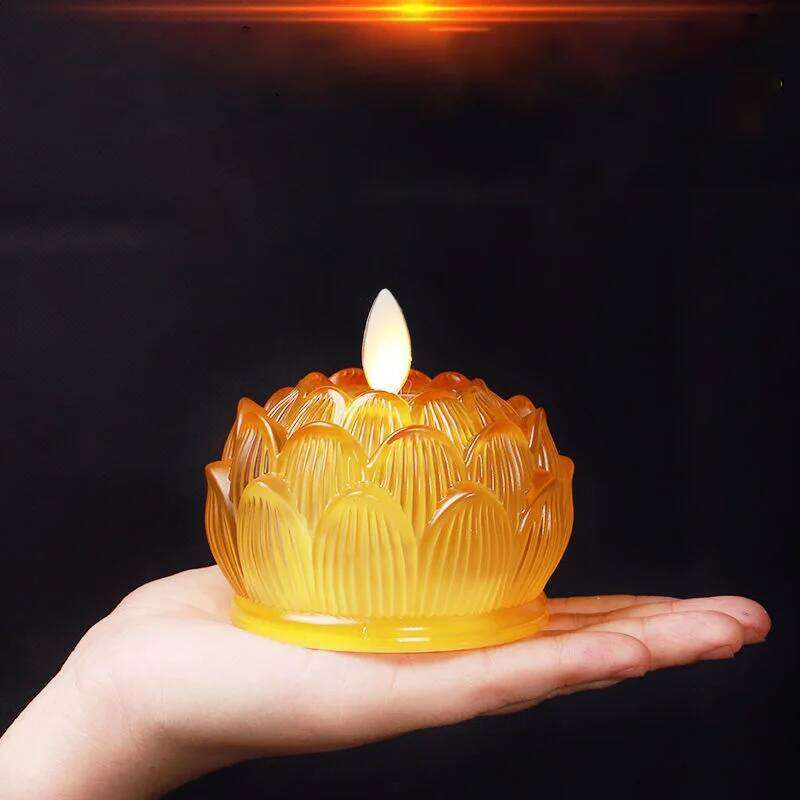 Led Reusable Buddha Lotus Electric Candle Lamp Household Fortune Decoration Home Buddhist Votive Holder Without Battery Y260131