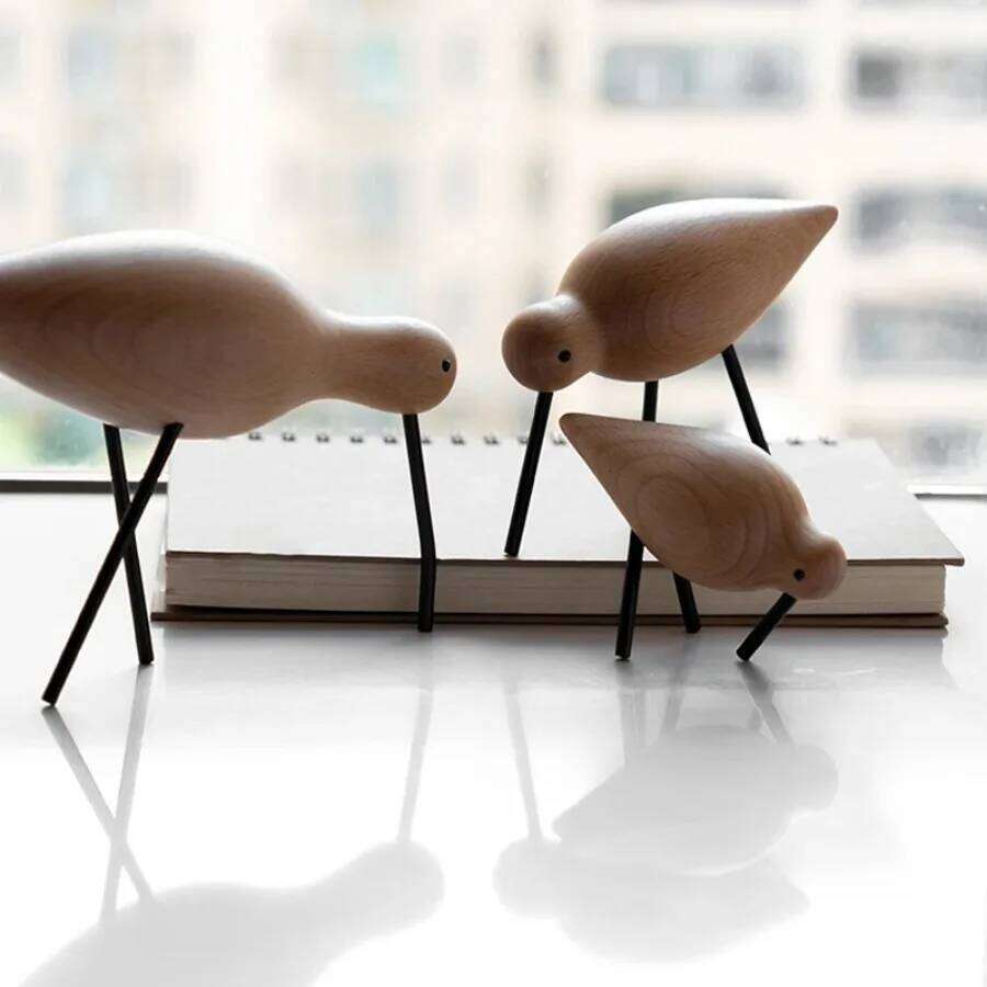 Nordic Style Wooden Short Ornaments Creative Abstract Animal Statues Home Decor Bird Sculpture Living Room Desktop Crafts Y260202