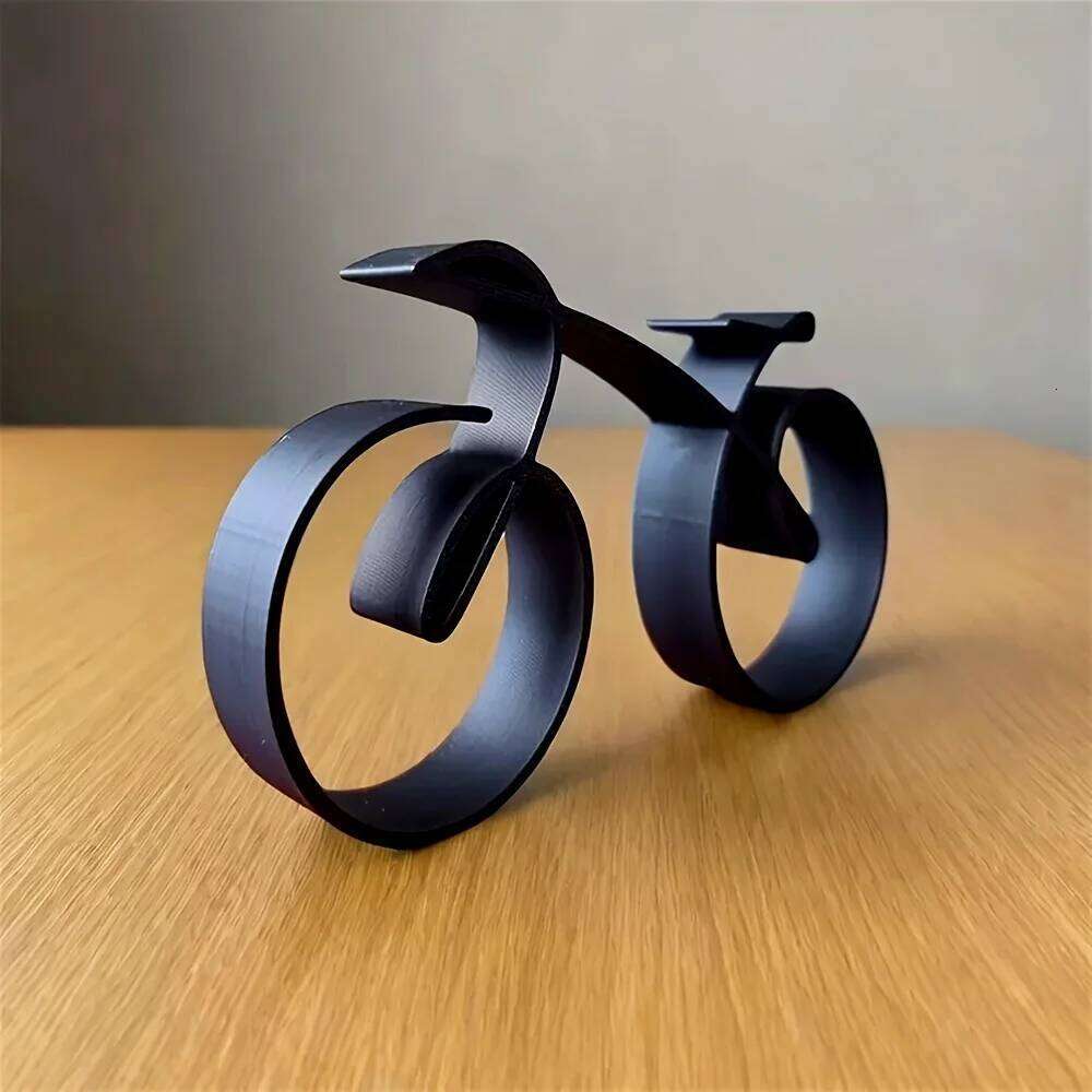 Modern Black Abstract Bicycle Sculpture - Chic Bike Decor Piece Home & Office, Ideal for Living Room, Bedroom, Study Y260202