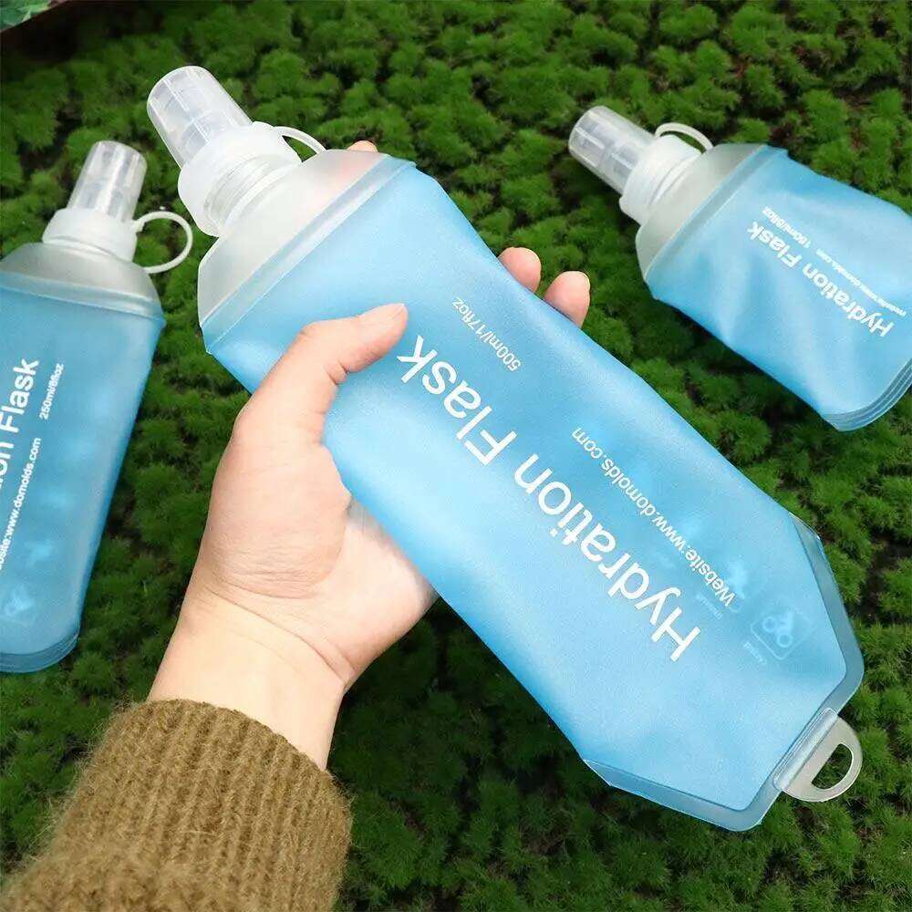 Ultralight TPU Folding Bag Soft Flask Collapsible Blue Sport Water Bottle 500ML 250ML 150ML Z260202