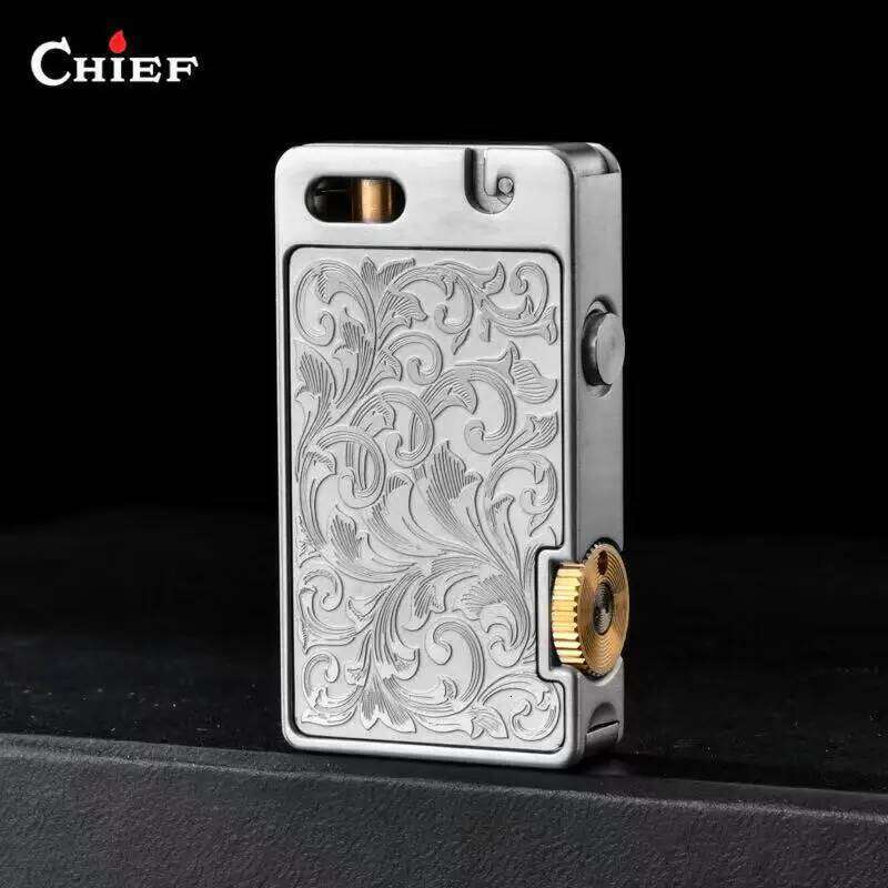 CHIEF Metal Kerosene Lighter Creative One Click Press Launch Ignition Exquisite Tang Grass Personality Retro Creativity W260202