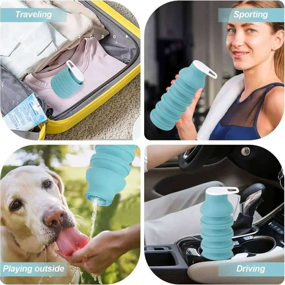 Large-capacity Collapsible Sport 200-600ML Retractable Sports Water Bottle Portable Leak Proof Foldable Drinking Cup Z260202