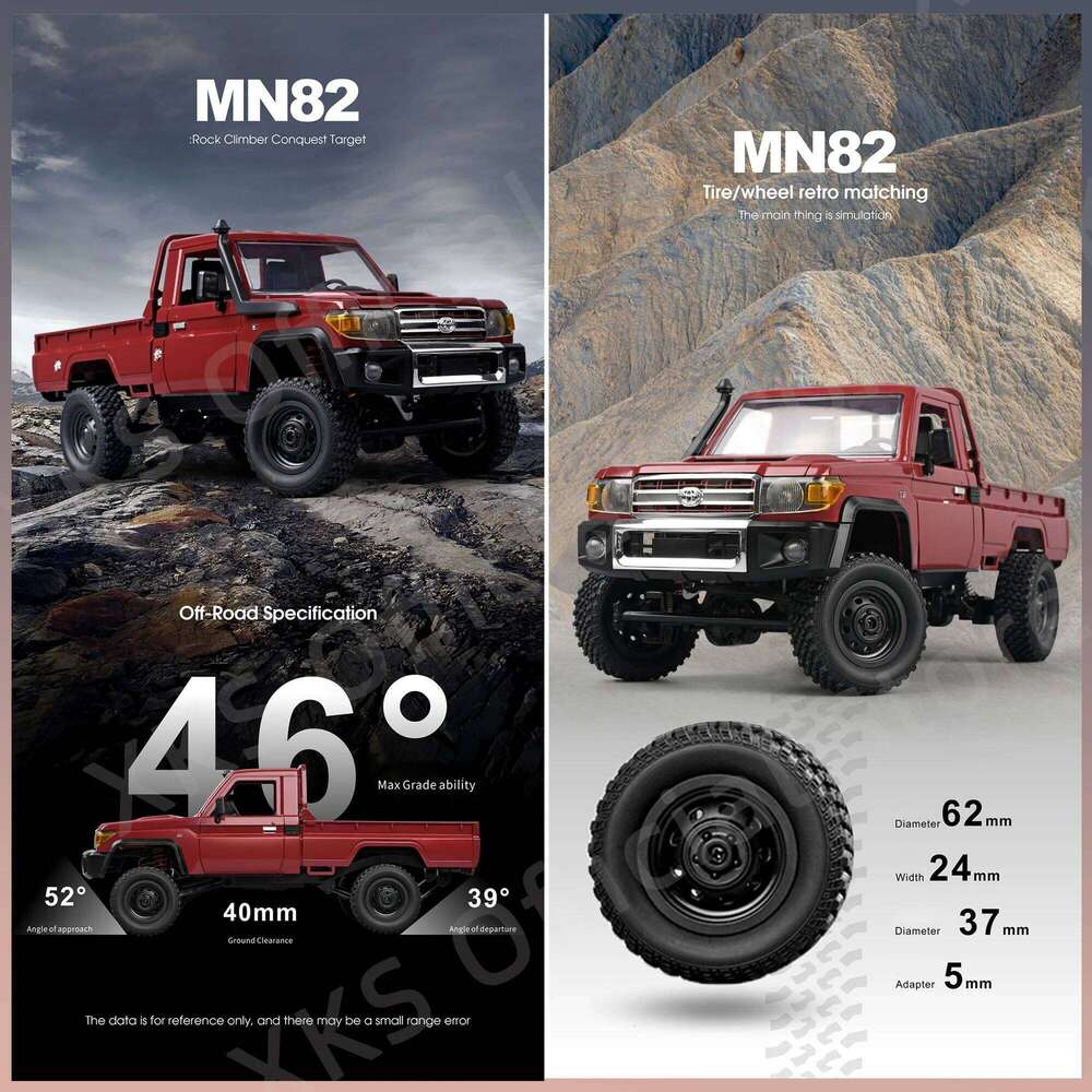 Mn82 Rc 1:12 Full Scale 2.4G 4WD 280 Motor Remote Control Off-Road Pickup Truck Model Car for Boys Adult Gifts Y260131