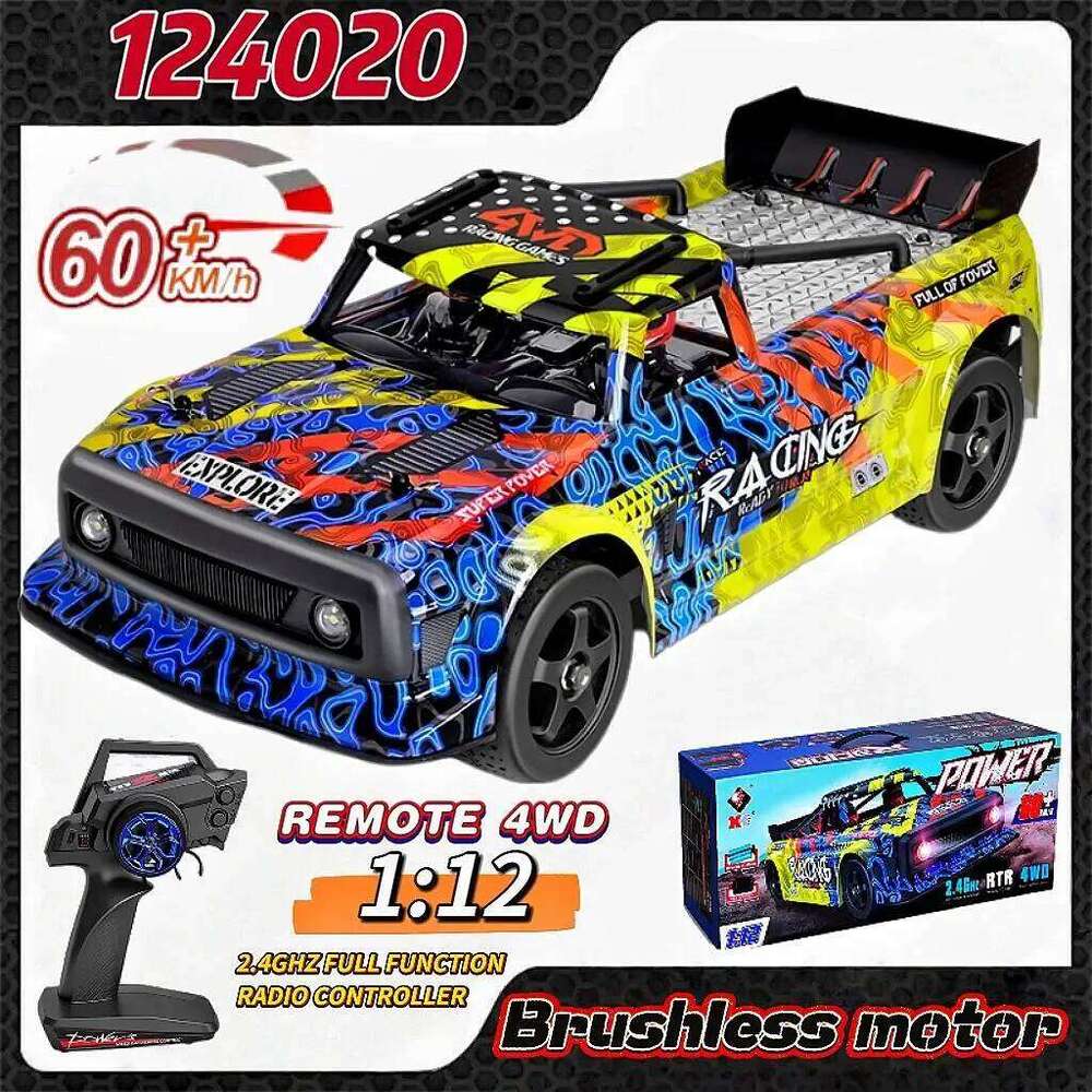 New 1/12 WLtoys 124020 2.4G Remote Control High-Speed Car 60KM/H 4WD Brushless Motor Driven Electric Vehicle Racing Toy For Boys Y260131
