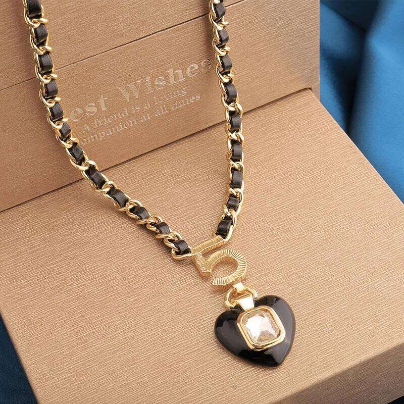 Earrings Gold Necklace Plated Leather 1 1 Chain with Number 5 and Heart Cubic Zirconia Accents for Daily Wear and Special Occasion Jewellery Gift High