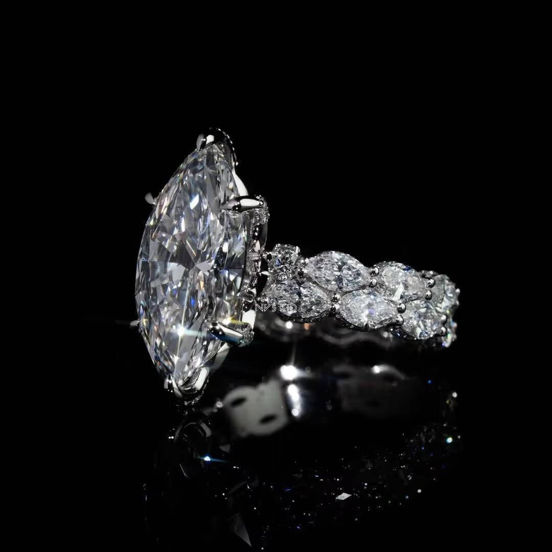 4ct Marquise Moissanite Engagement Ring 925 Silver Full Eternity Band Luxury Iced Out Bridal Jewelry