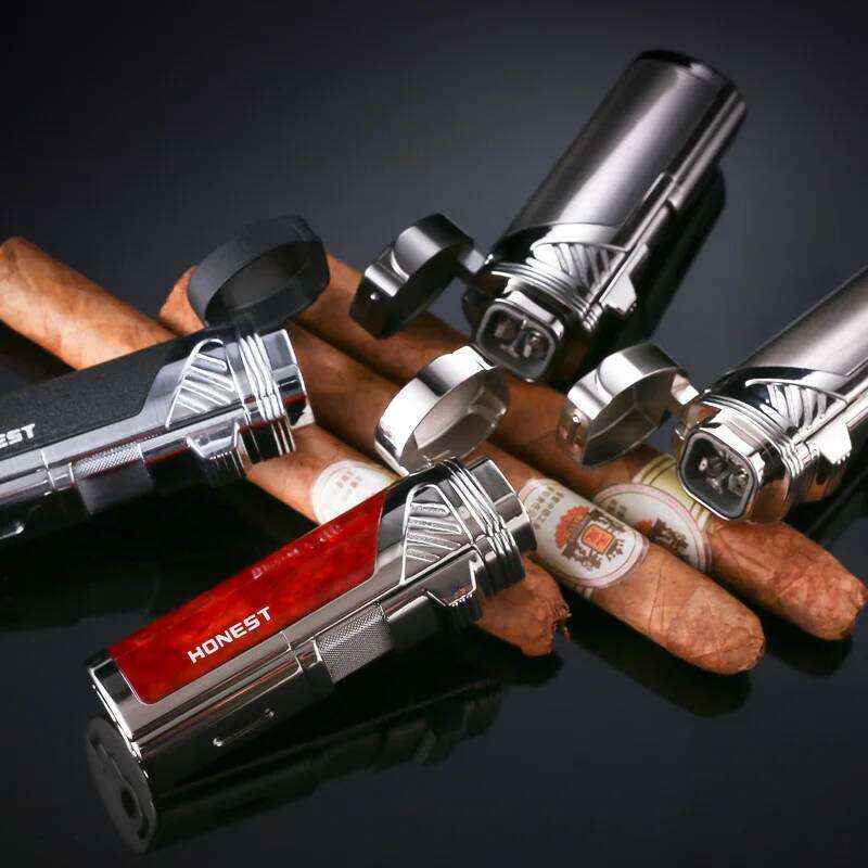 HONEST 4 Fire Inflatable Metal Cutter Butane Jet Turbo Torch Lighter Cigar Accessories Men Gift Gadgets W260202