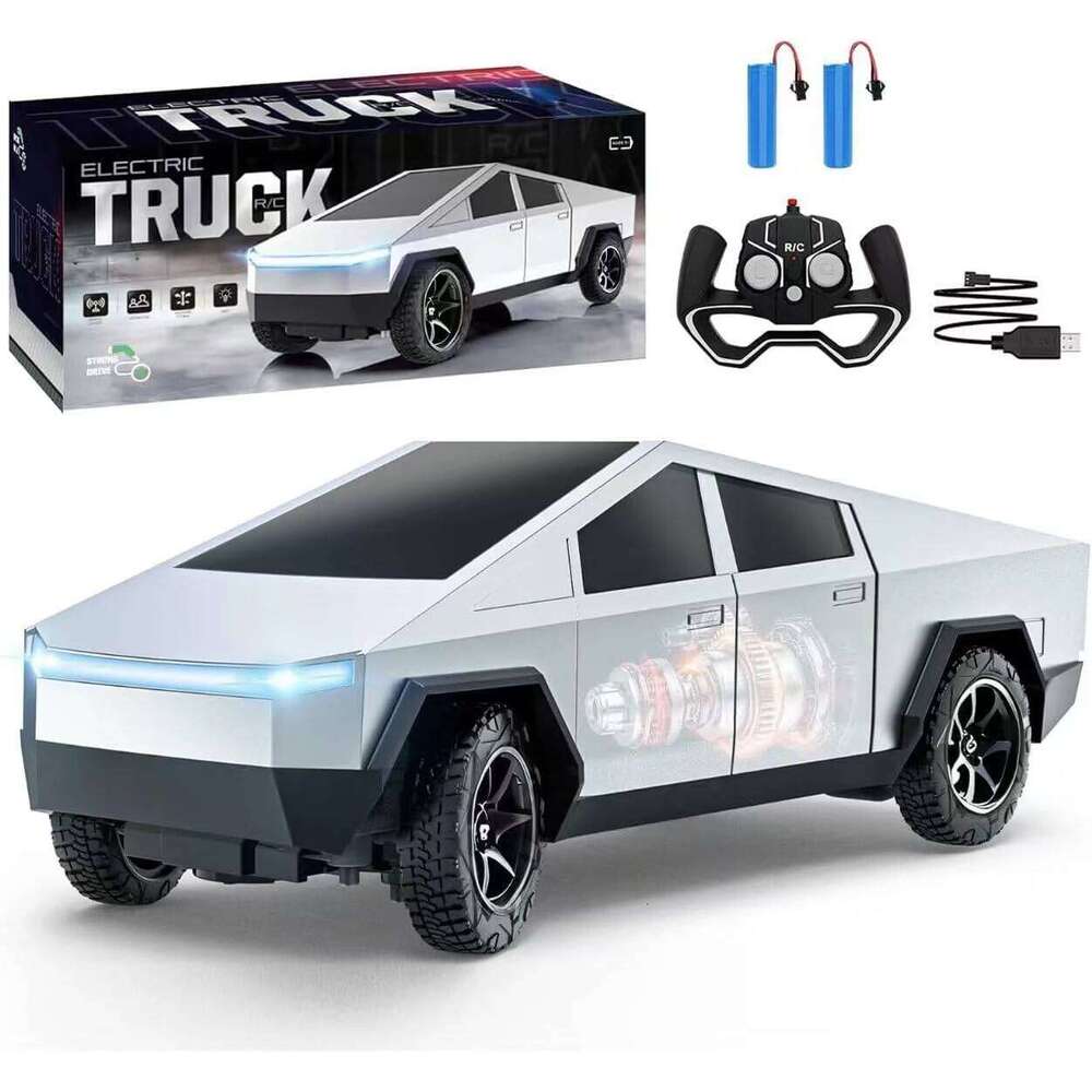 1:24 RC Cybertruck Pickup 4WD Off-Road Remote Control Car 27Mhz High Speed Dual Motor LED Light Vehicle Toy Gift for Boys Kids Y260131