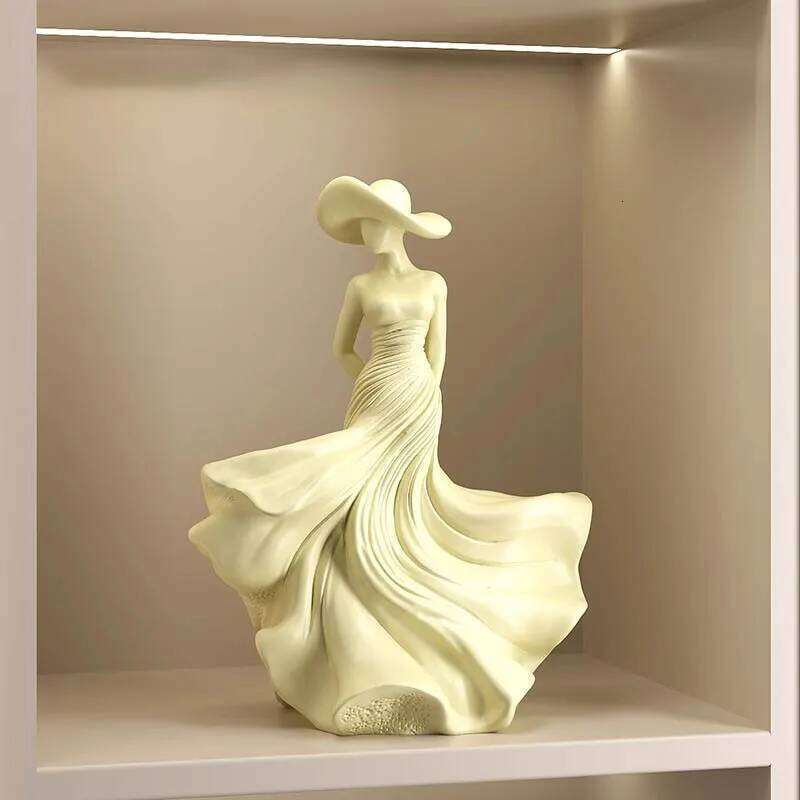 Whispering Breeze Lady Art Figurine - Sophisticated Resin Ornament for Modern Home Accent Y260202