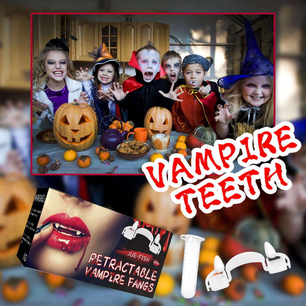 Retractable Vampire Party Prom Fangs Prank Teeth Halloween Costume Props S260202