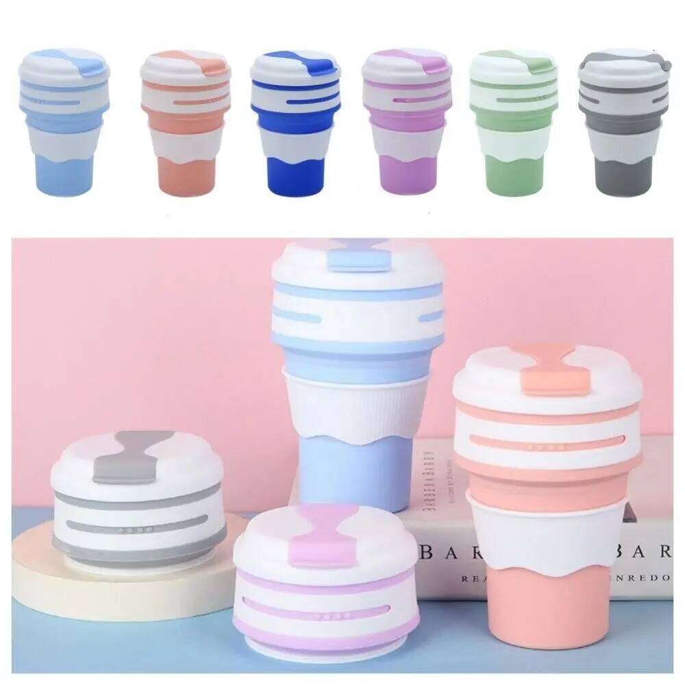 350ml Folding Water High Temperature Resistant Leak-proof Silicone Tea Coffee Cup Drinkware Reusable Sports Kettle Z260202