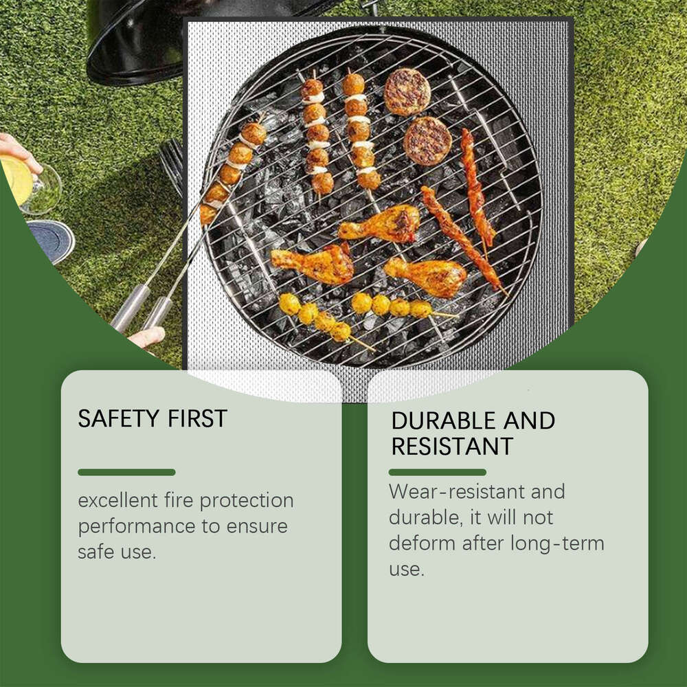 HozoneX Outdoor Lawn Patio BBQ Fireproof Waterproof Square Protective Mat S260202