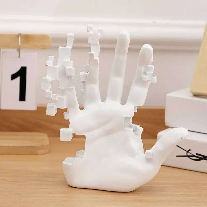 Aesthetic Mosaic Hand Figures Nordic Resin Palm Statue Modern Figurine Sculpture Luxury Livingroom Decoration Room Accessories Y260202